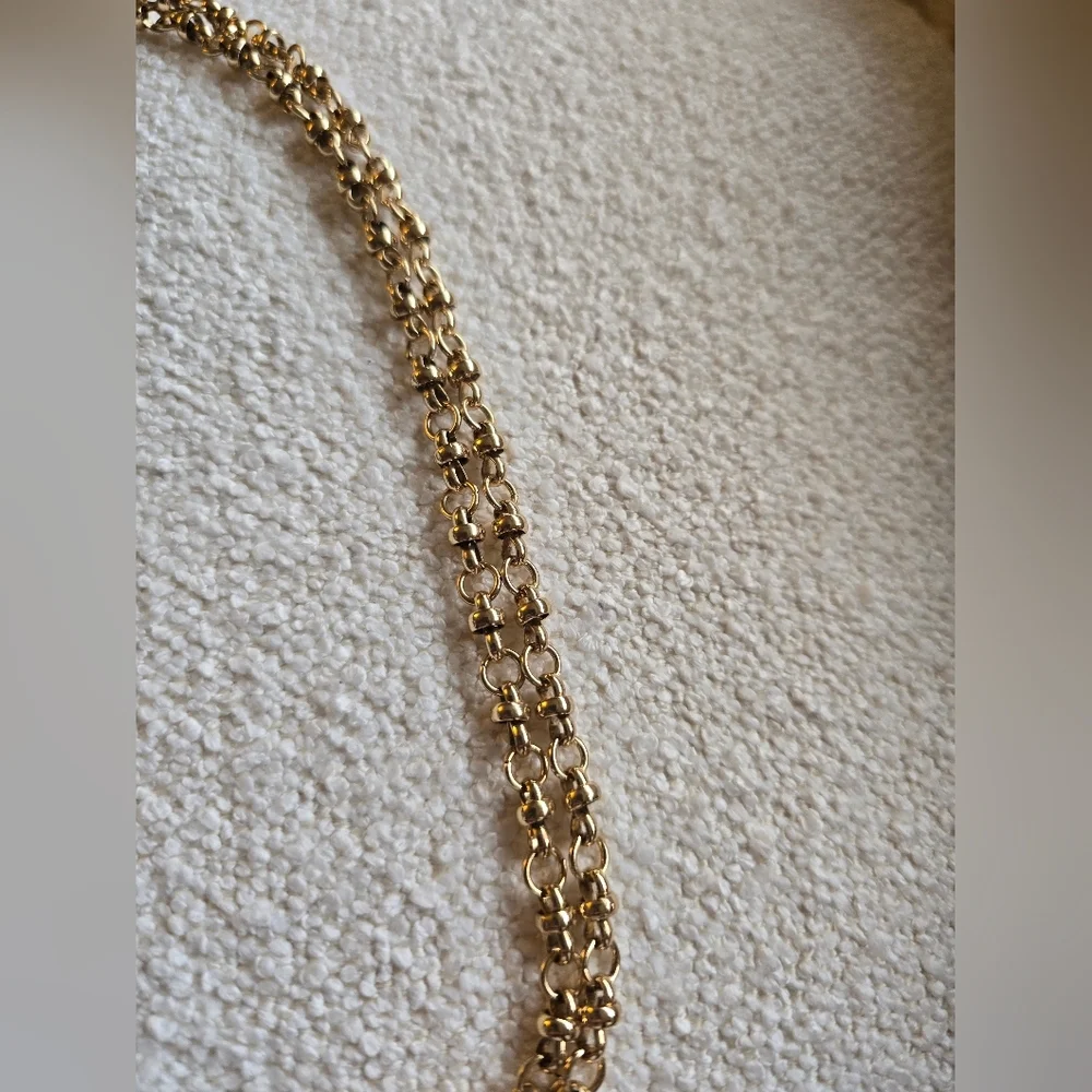 Anthropologie, Half Rock Crystal Chain Necklace, Gold, MSRP $54 - Picture 7 of 8